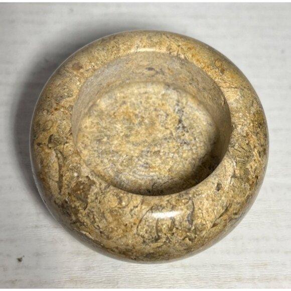 Polished Stone Marble Tealight Candle Holder Natural Beige Minimalist Unique - Picture 4 of 10